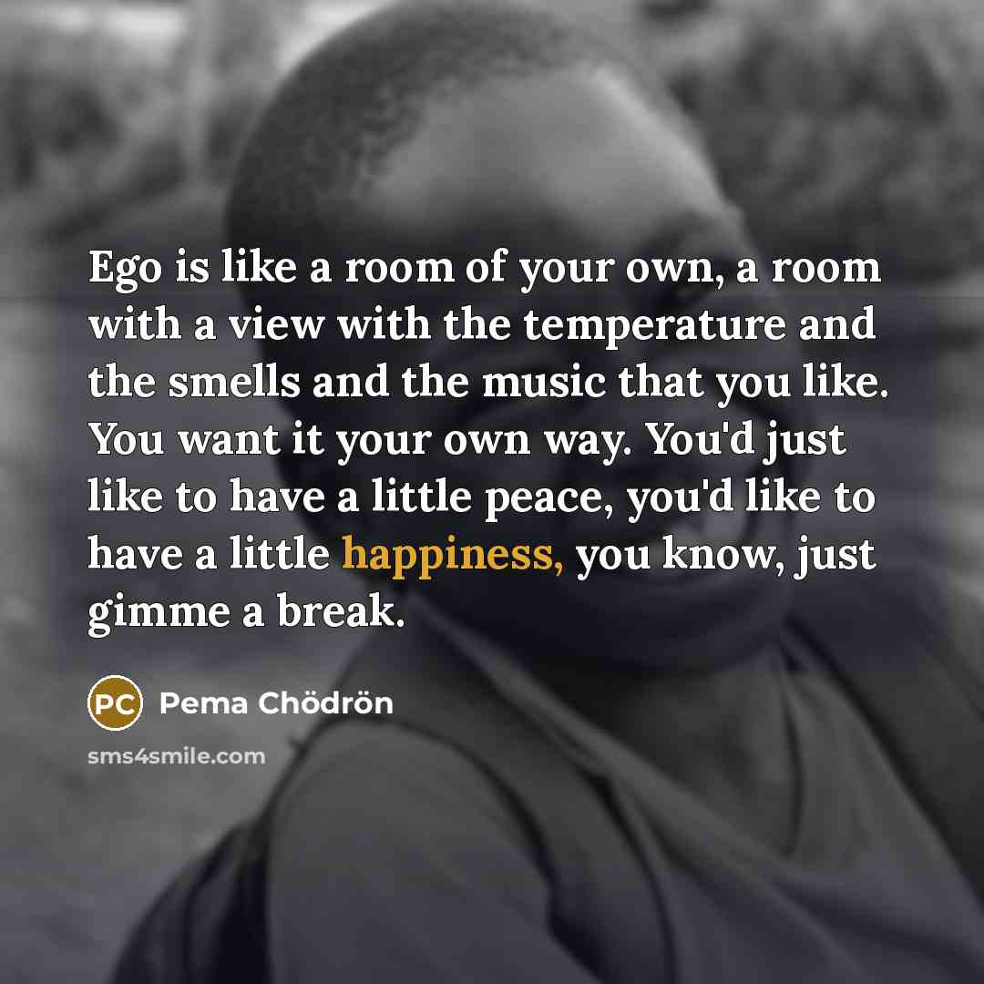 “Ego is like a room of your own, a room…” quote by Pema Chodron