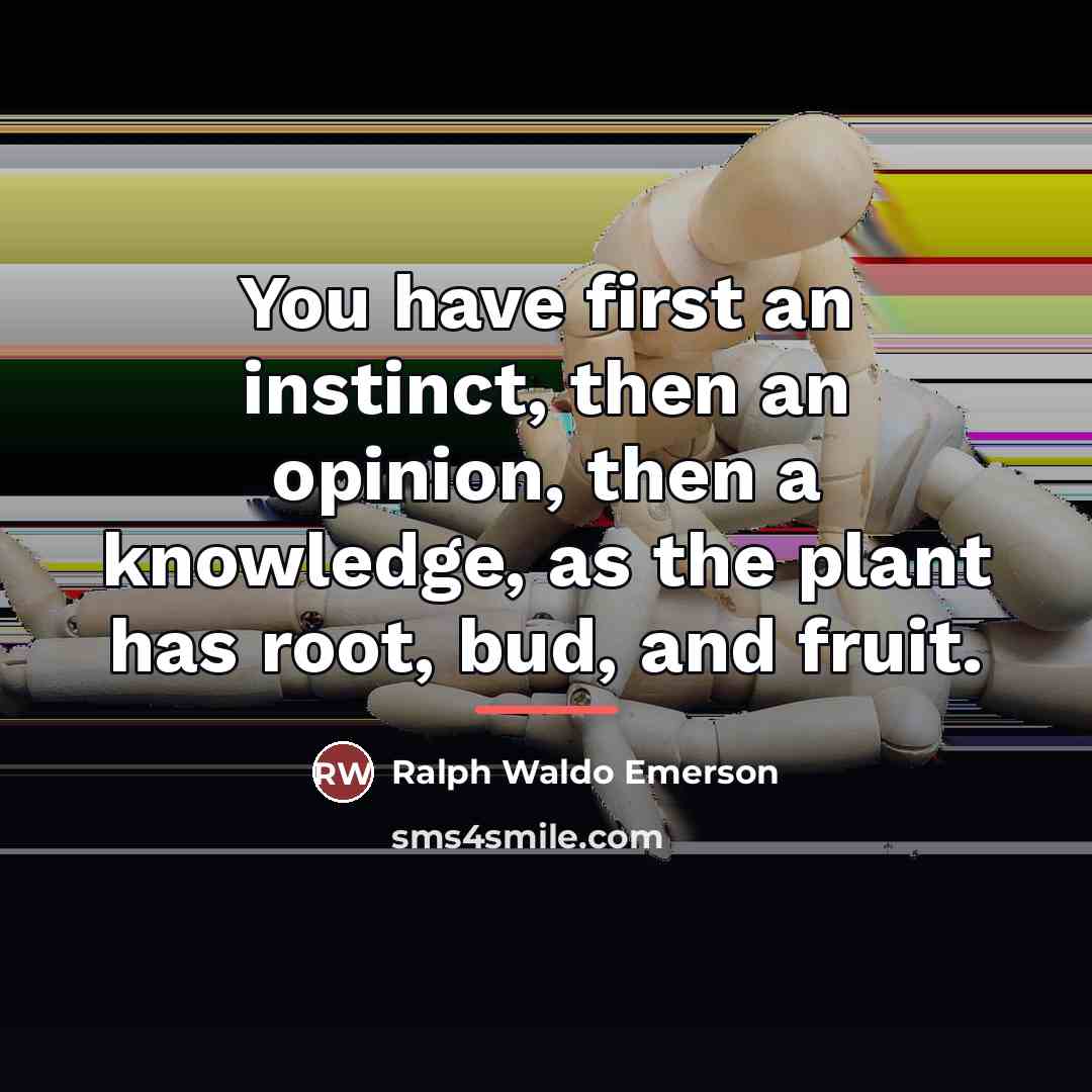 “You have first an instinct, then an opinion, then a…” quote by Ralph Waldo Emerson