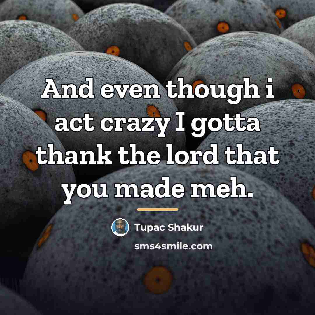 “And even though i act crazy I gotta thank the…” quote by Tupac Shakur