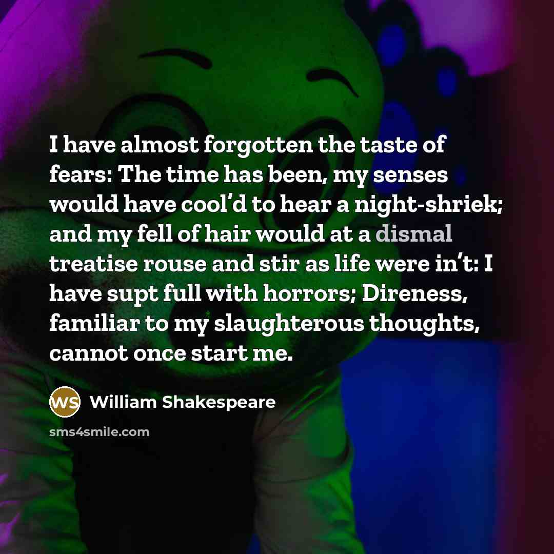 “I have almost forgotten the taste of fears: The time…” quote by William Shakespeare