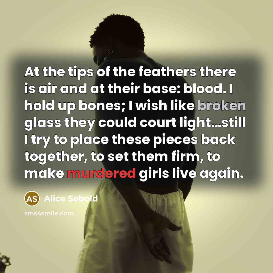 “At the tips of the feathers there is air and…” quote by Alice Sebold
