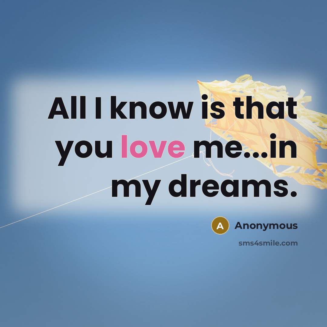 “All I know is that you love me...in my dreams.…” quote by Anonymous