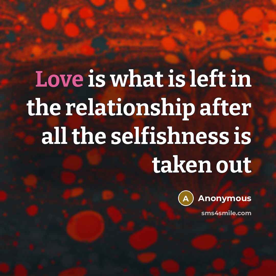 “Love is what is left in the relationship after all…” quote by Anonymous