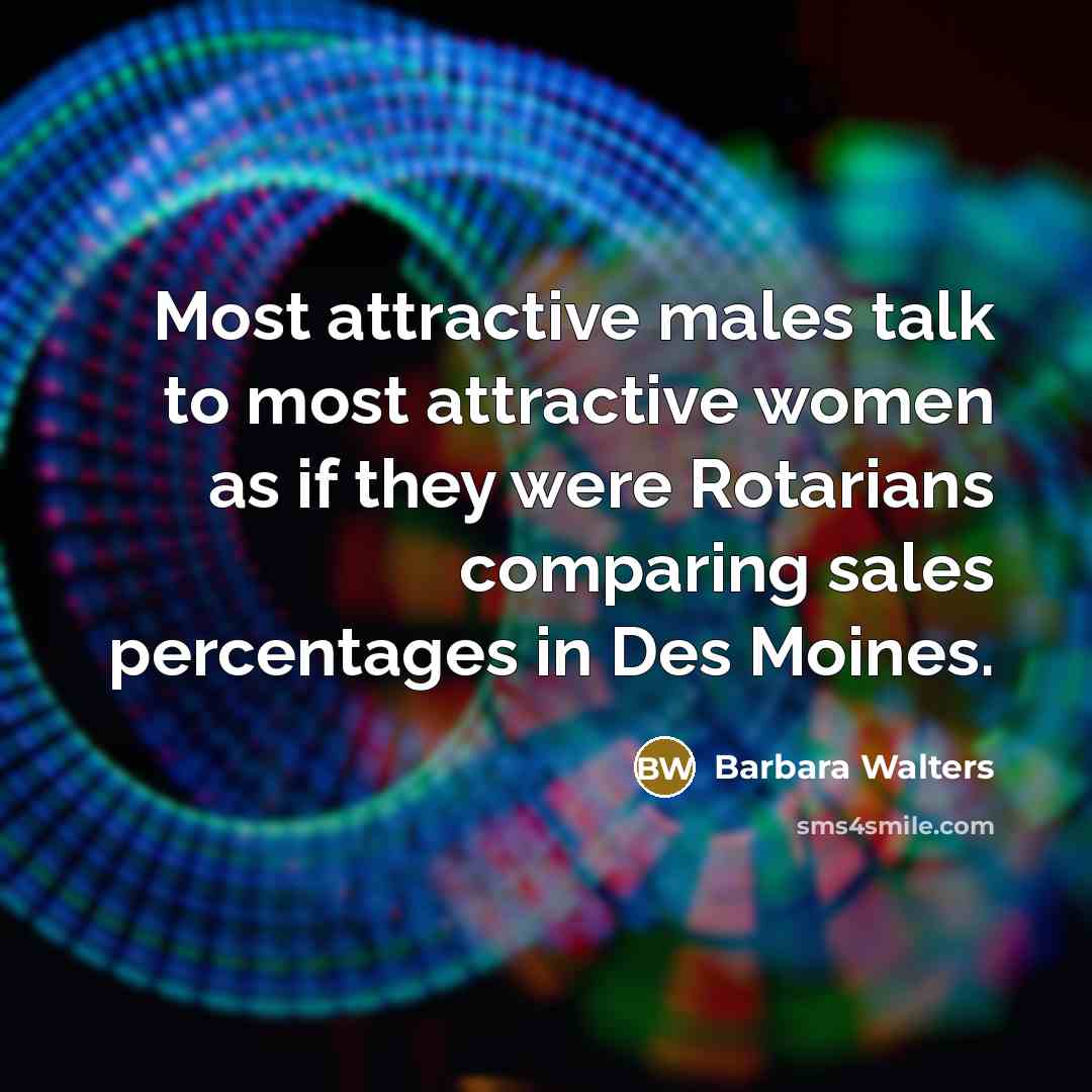 “Most attractive males talk to most attractive women as if…” quote by Barbara Walters