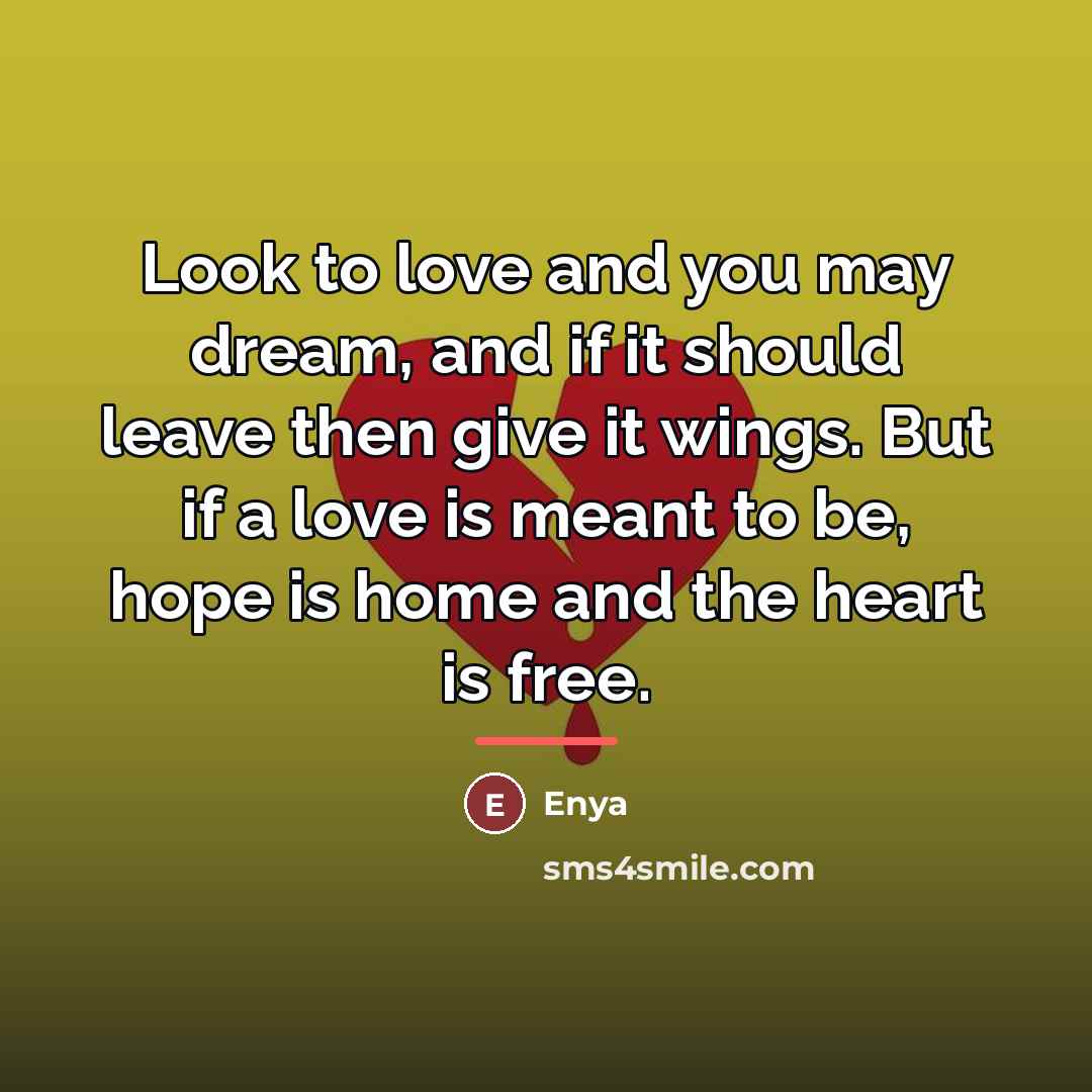 “Look to love and you may dream, and if it…” quote by Enya