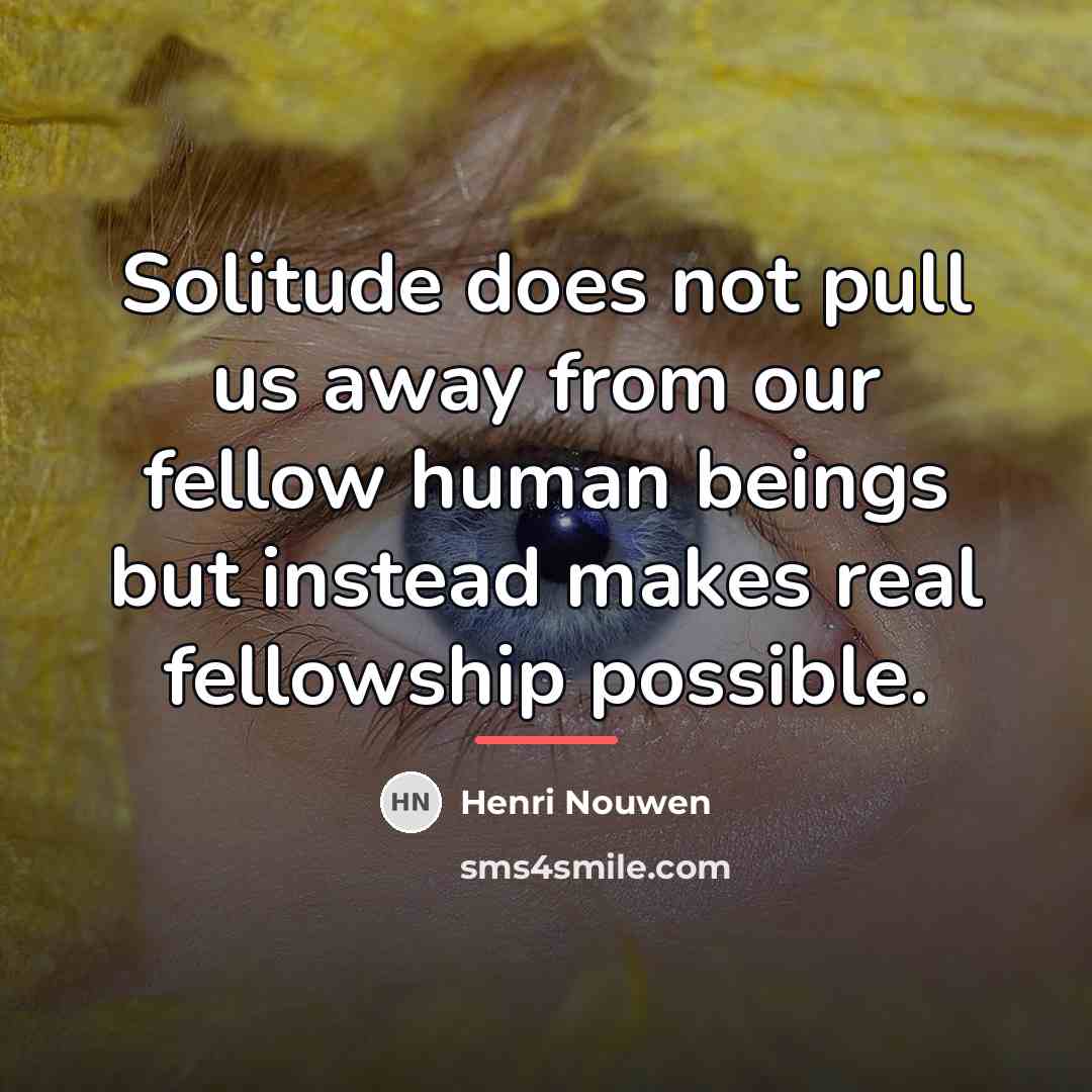“Solitude does not pull us away from our fellow human…” quote by Henri Nouwen