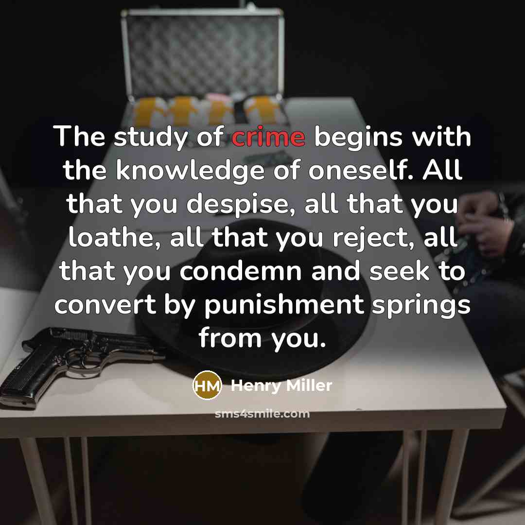 “The study of crime begins with the knowledge of oneself.…” quote by Henry Miller