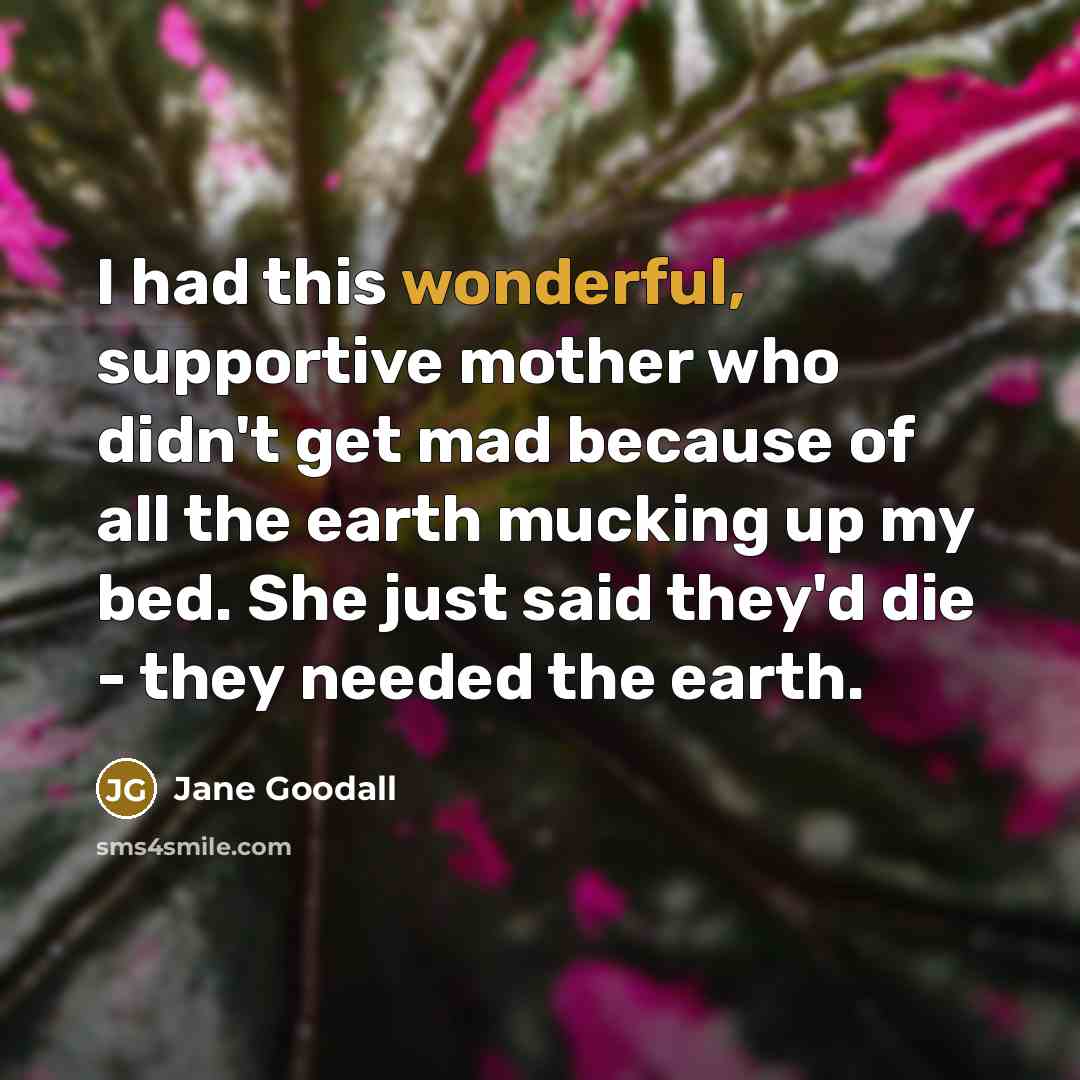 “I had this wonderful, supportive mother who didn't get mad…” quote by Jane Goodall