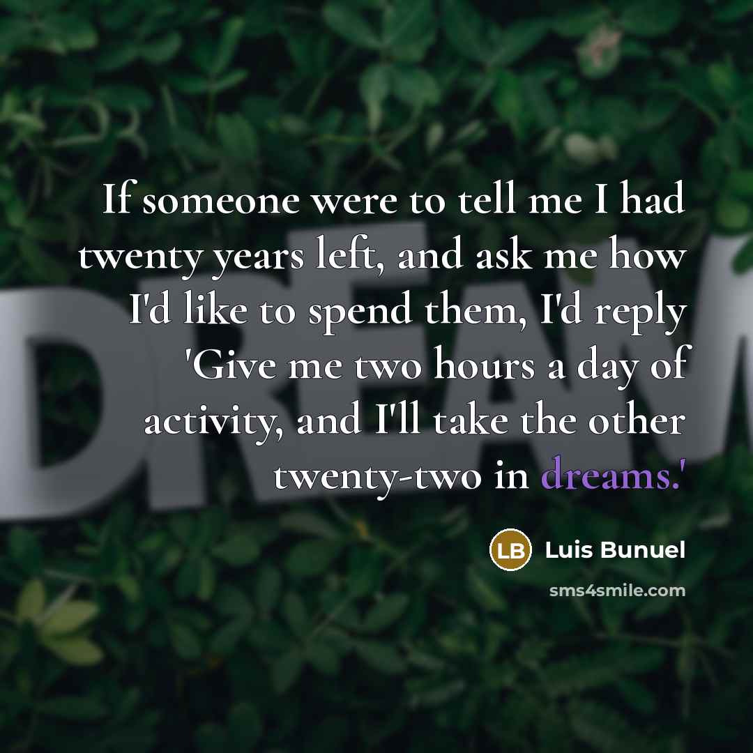 “If someone were to tell me I had twenty years…” quote by Luis Bunuel