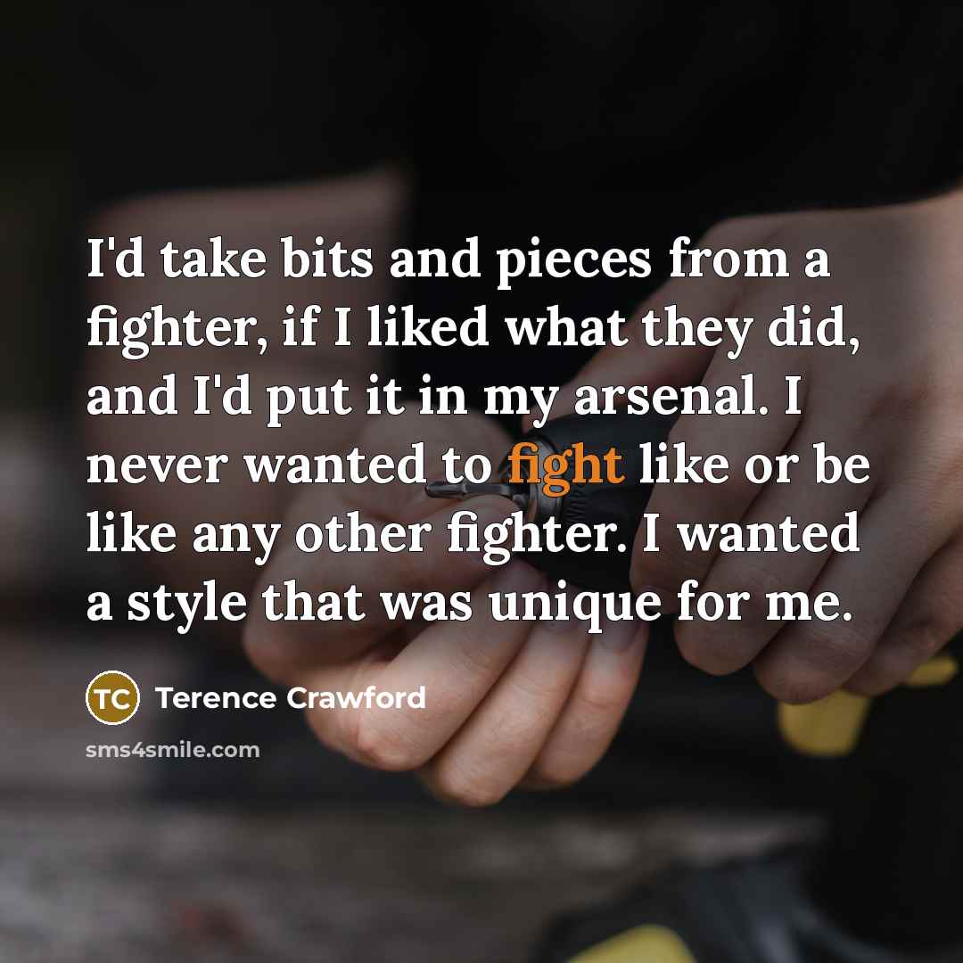 “I'd take bits and pieces from a fighter, if I…” quote by Terence Crawford