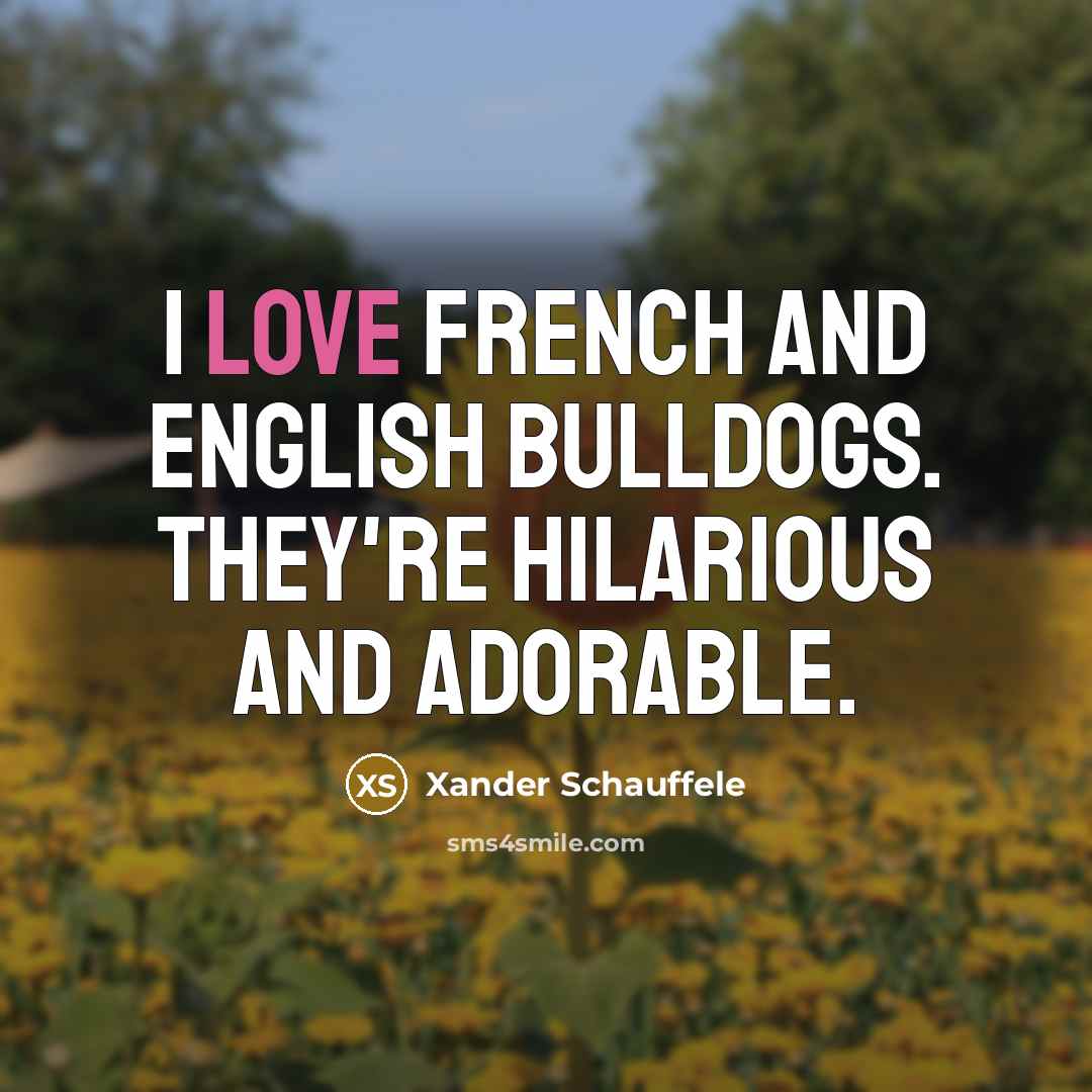 “I love French and English bulldogs. They're hilarious and adorable.…” quote by Xander Schauffele