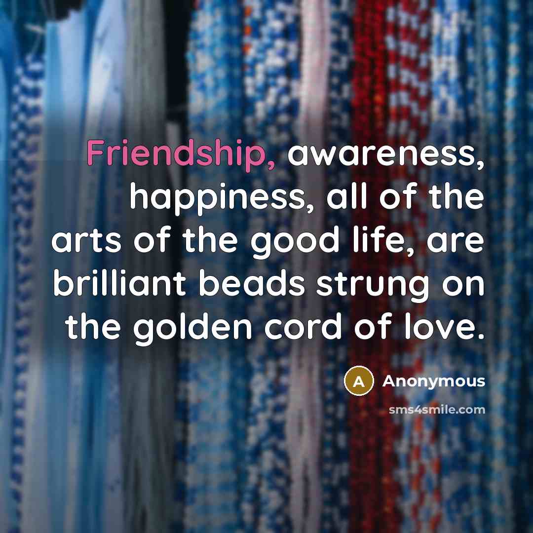 “Friendship, awareness, happiness, all of the arts of the good…” quote by Anonymous