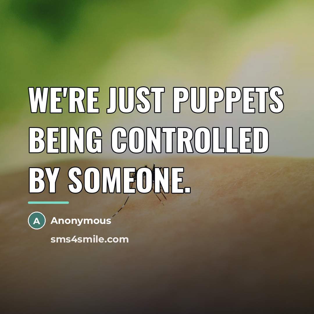 “We're just puppets being controlled by someone.…” quote by Anonymous