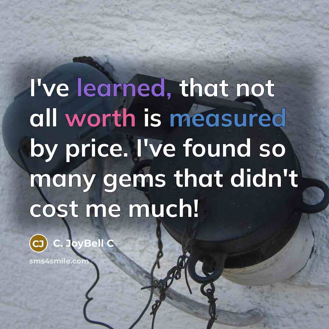 “I've learned, that not all worth is measured by price.…” quote by C. JoyBell C