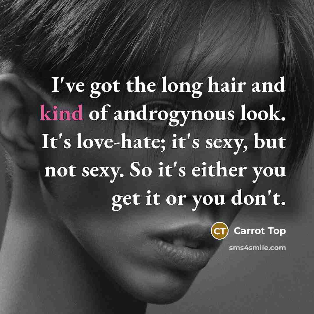 “I've got the long hair and kind of androgynous look.…” quote by Carrot Top