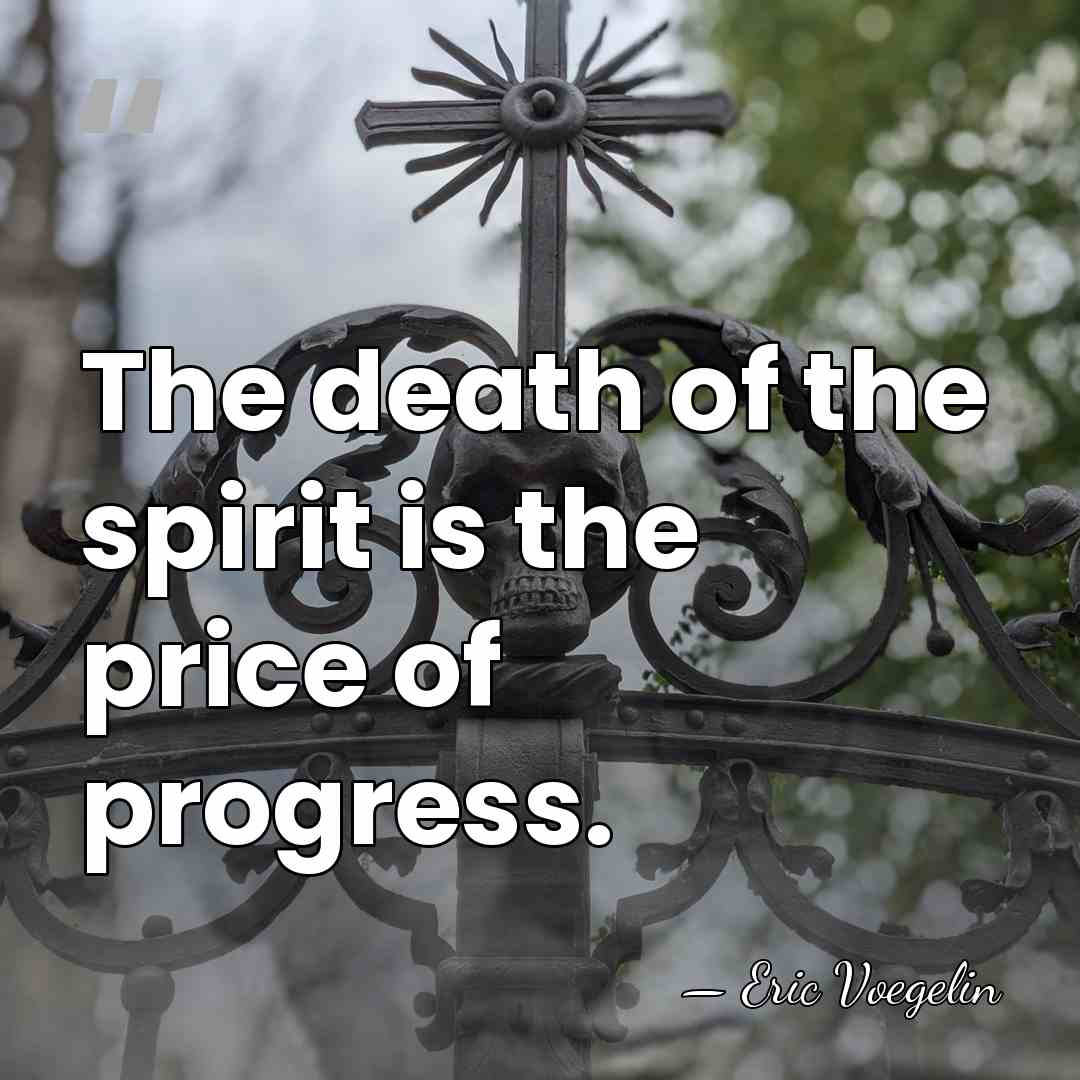 The death of the spirit is the price of progress. - Eric Voegelin