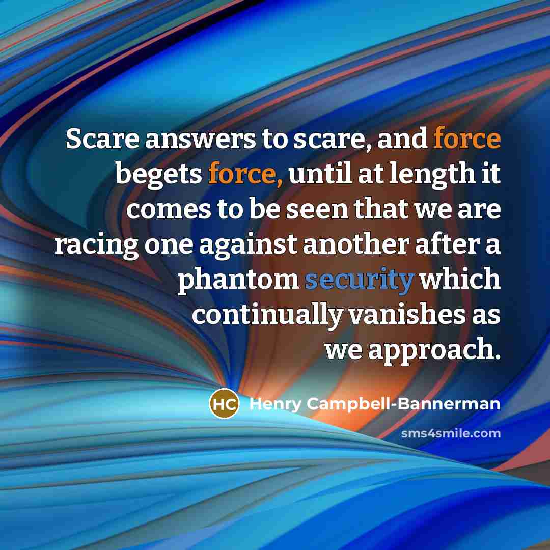 “Scare answers to scare, and force begets force, until at…” quote by Henry Campbell-Bannerman