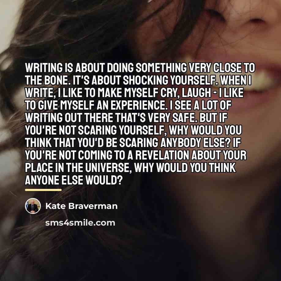 “writing is about doing something very close to the bone.…” quote by Kate Braverman