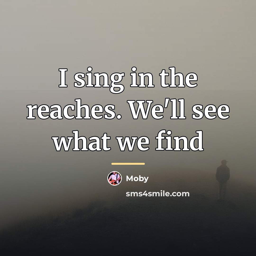 “I sing in the reaches. We'll see what we find…” quote by Moby