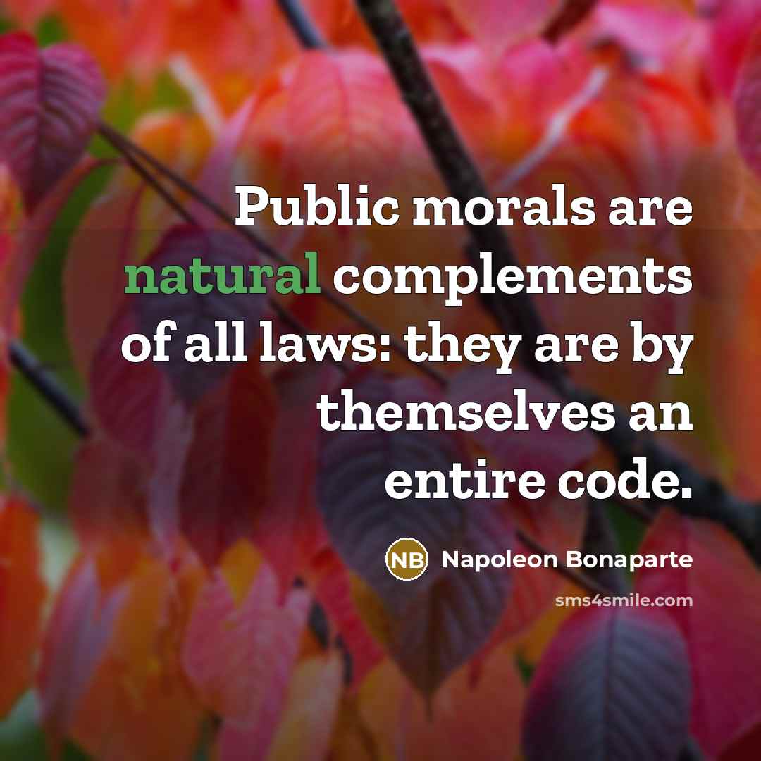 “Public morals are natural complements of all laws: they are…” quote by Napoleon Bonaparte
