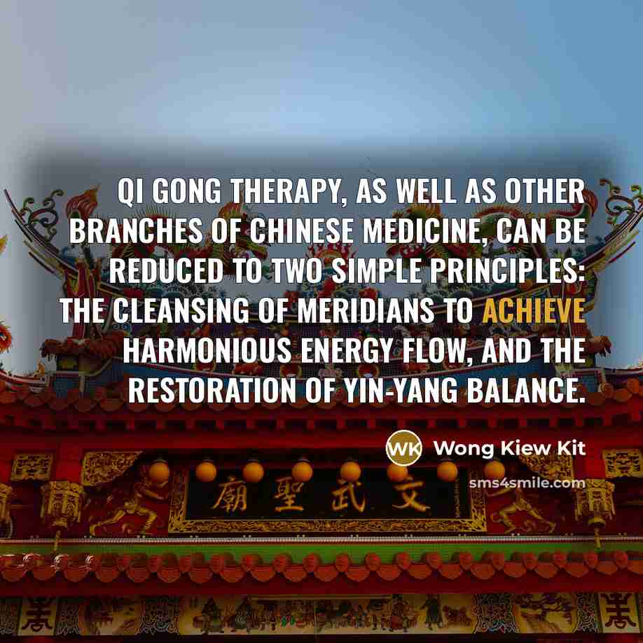 “Qi gong therapy, as well as other branches of Chinese…” quote by Wong Kiew Kit