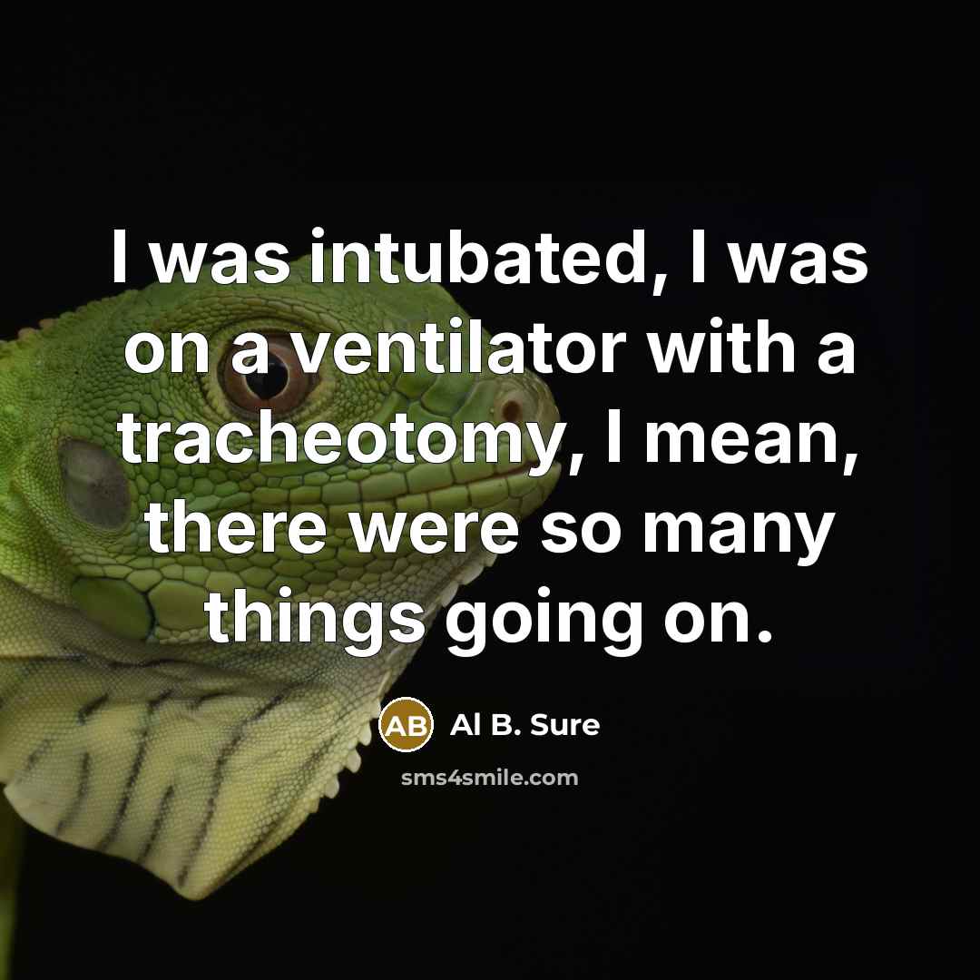 “I was intubated, I was on a ventilator with a tracheotomy, I mean, there were so many things going on.” quote by Al B. Sure