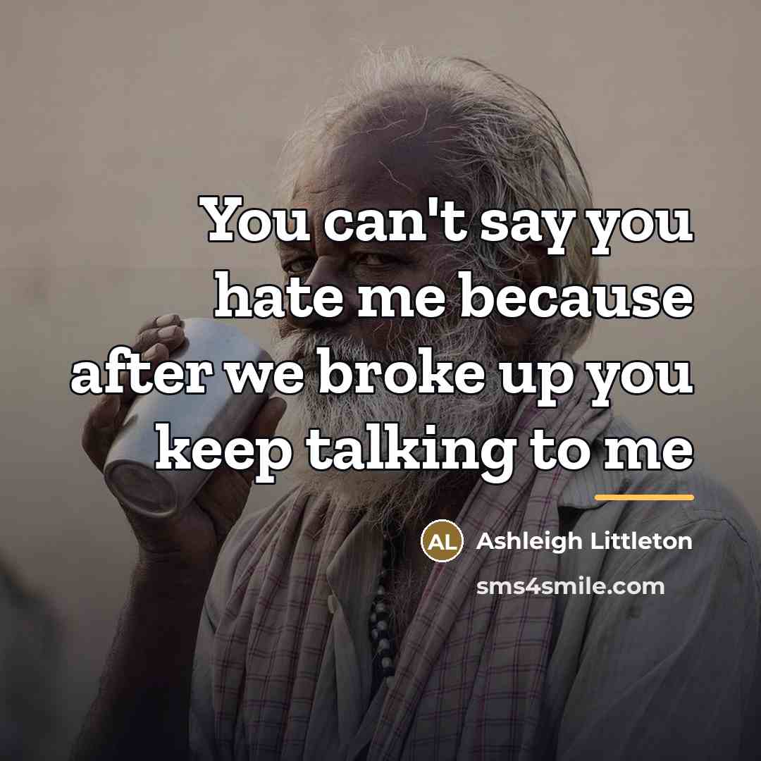 “You can't say you hate me because after we broke…” quote by Ashleigh Littleton