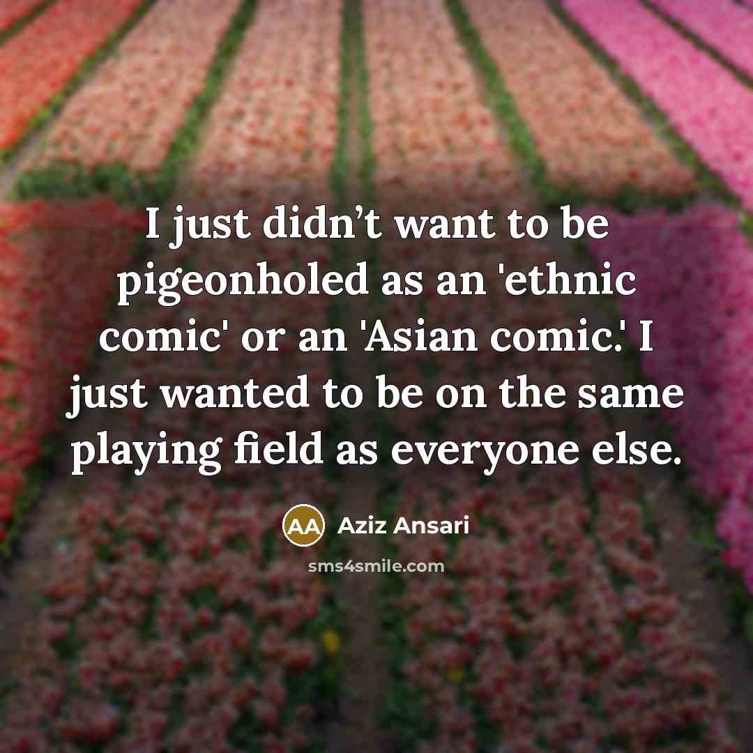 “I just didn’t want to be pigeonholed as an 'ethnic…” quote by Aziz Ansari