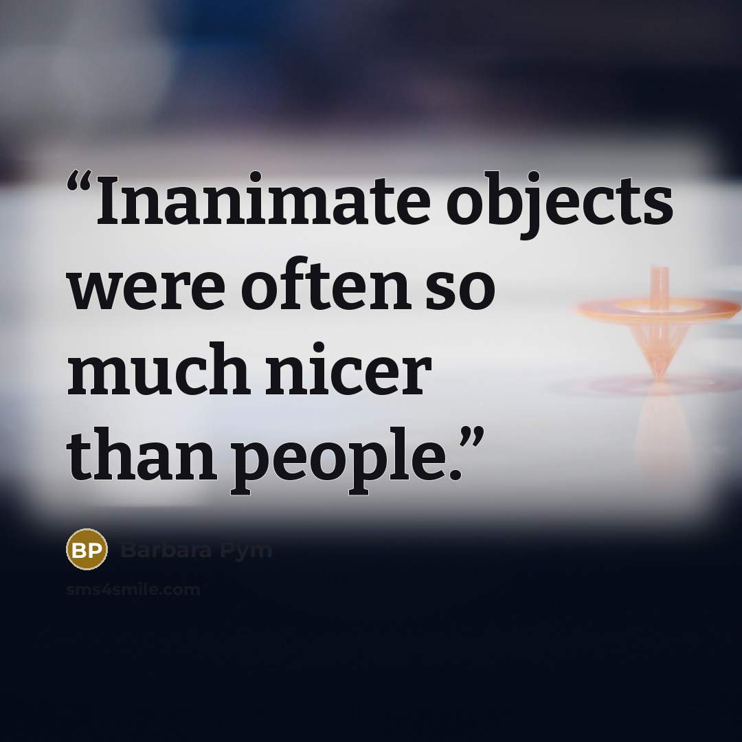 “Inanimate objects were often so much nicer than people.” quote by Barbara Pym