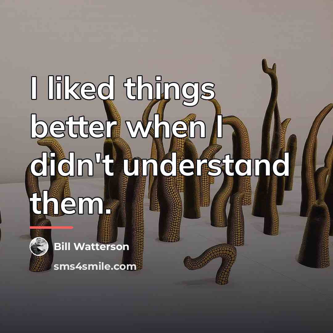 “I liked things better when I didn't understand them.…” quote by Bill Watterson