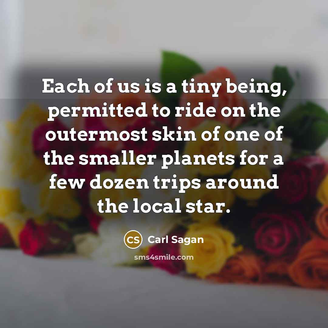 “Each of us is a tiny being, permitted to ride…” quote by Carl Sagan