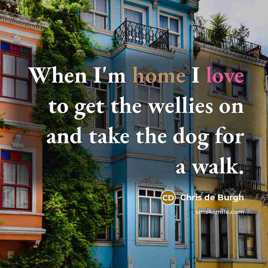“When I'm home I love to get the wellies on and take the dog for a walk.” quote by Chris de Burgh