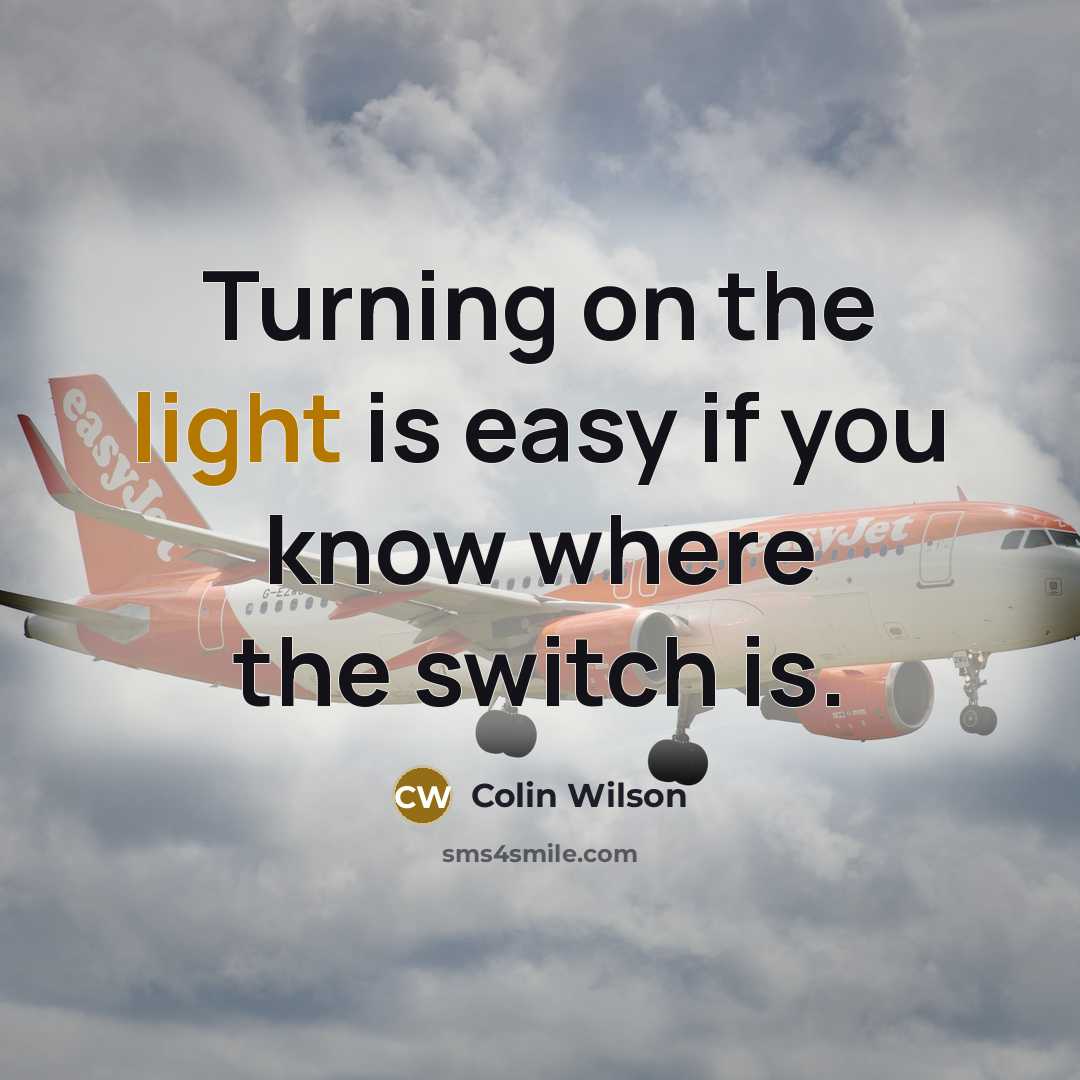 “Turning on the light is easy if you know where…” quote by Colin Wilson