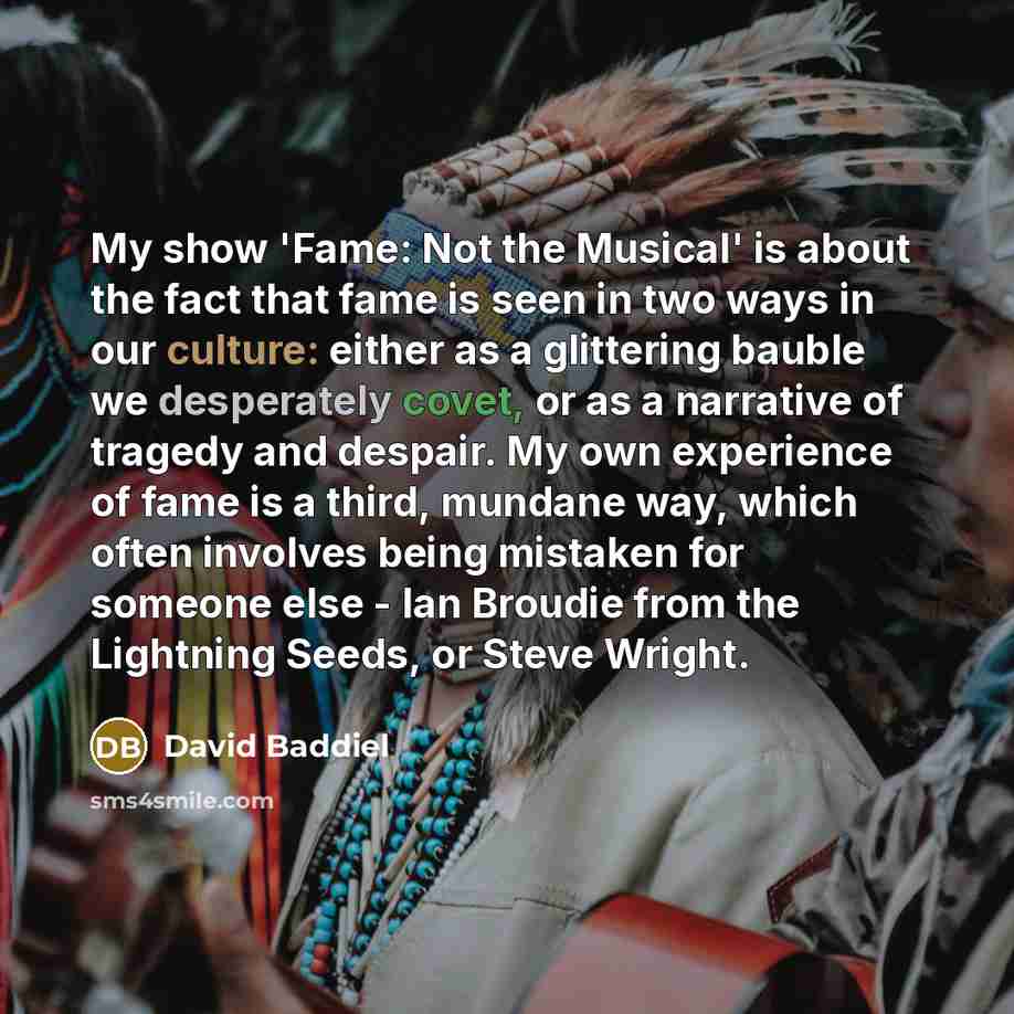 “My show 'Fame: Not the Musical' is about the fact…” quote by David Baddiel