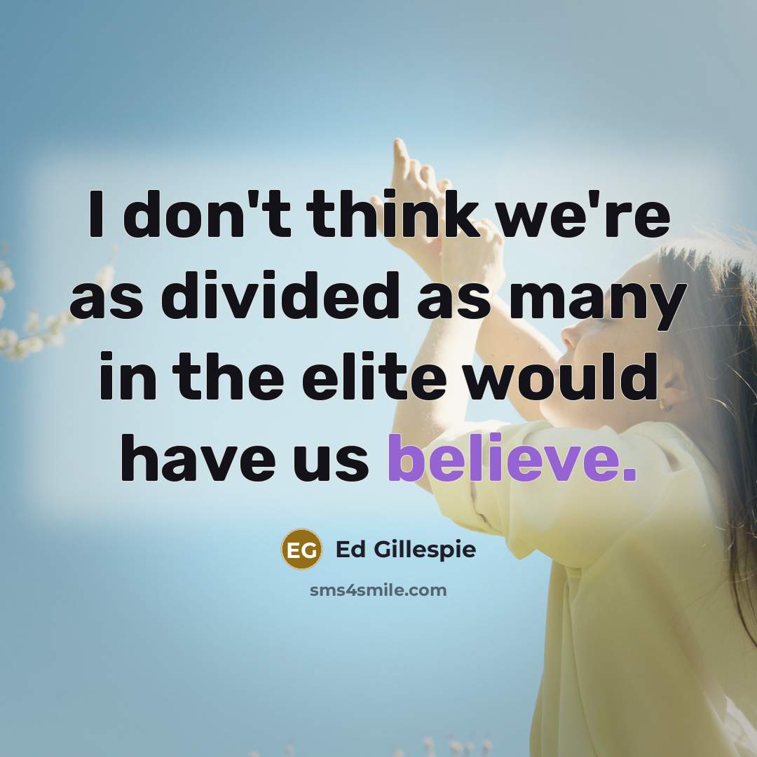 “I don't think we're as divided as many in the…” quote by Ed Gillespie