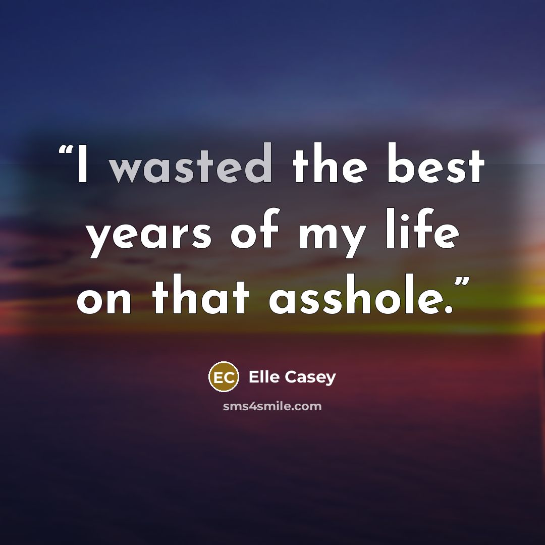 “I wasted the best years of my life on that asshole.” quote by Elle Casey