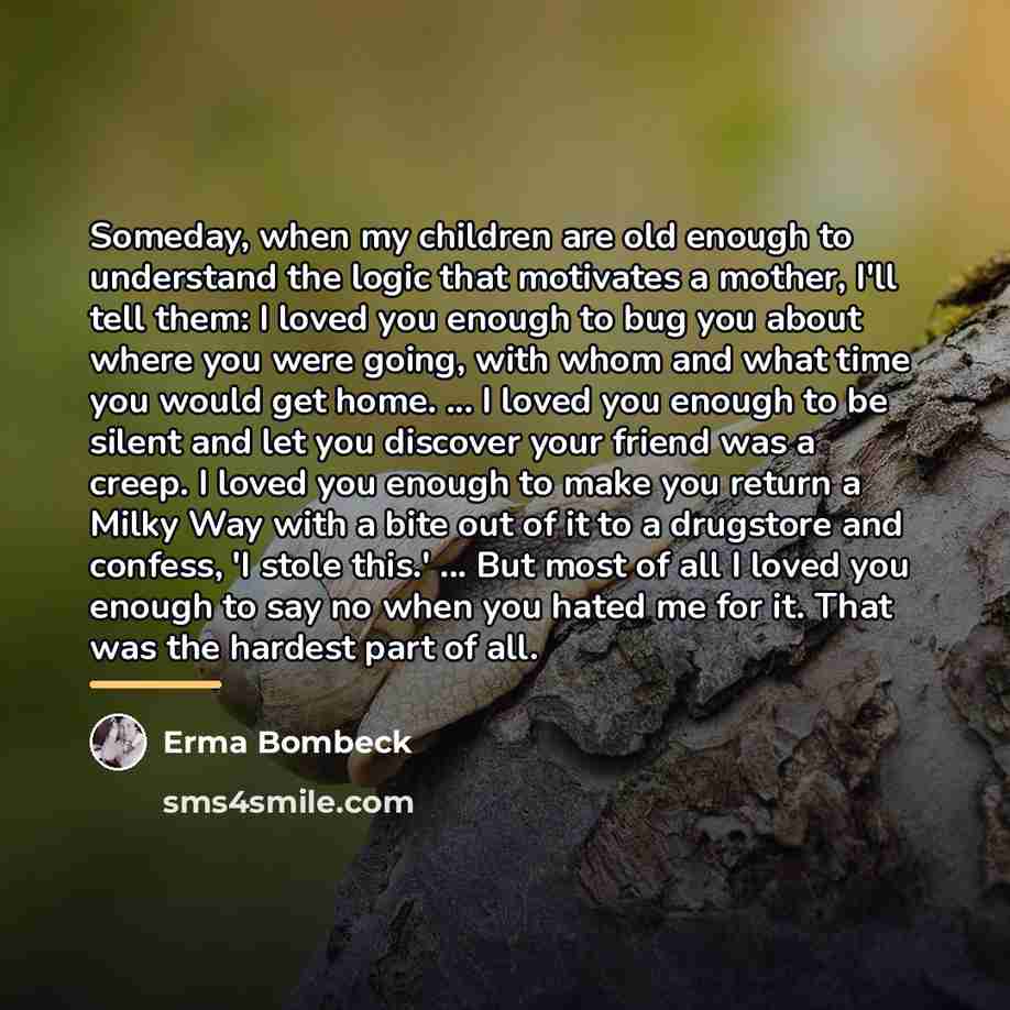 “Someday, when my children are old enough to understand the…” quote by Erma Bombeck