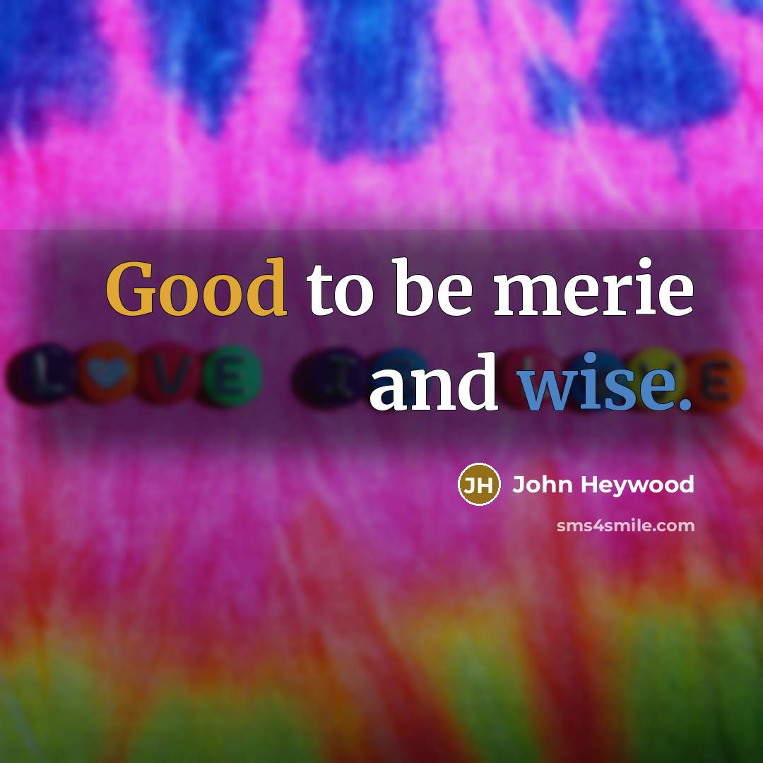 “Good to be merie and wise.…” quote by John Heywood