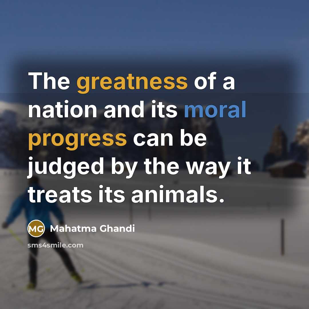 “The greatness of a nation and its moral progress can be judged by the way it treats its animals.” quote by Mahatma Ghandi