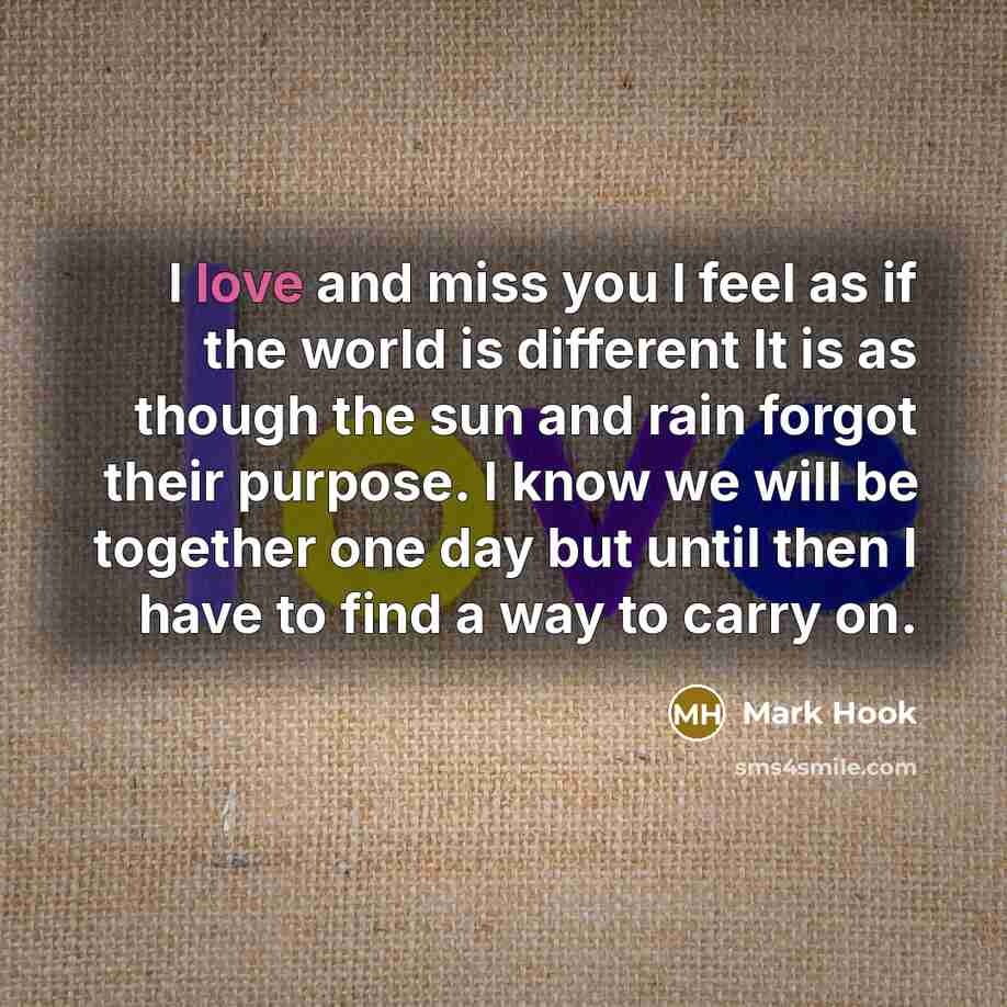 “I love and miss you I feel as if the…” quote by Mark Hook