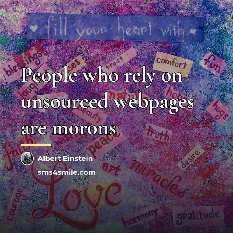 “People who rely on unsourced webpages are morons…” quote by Albert Einstein