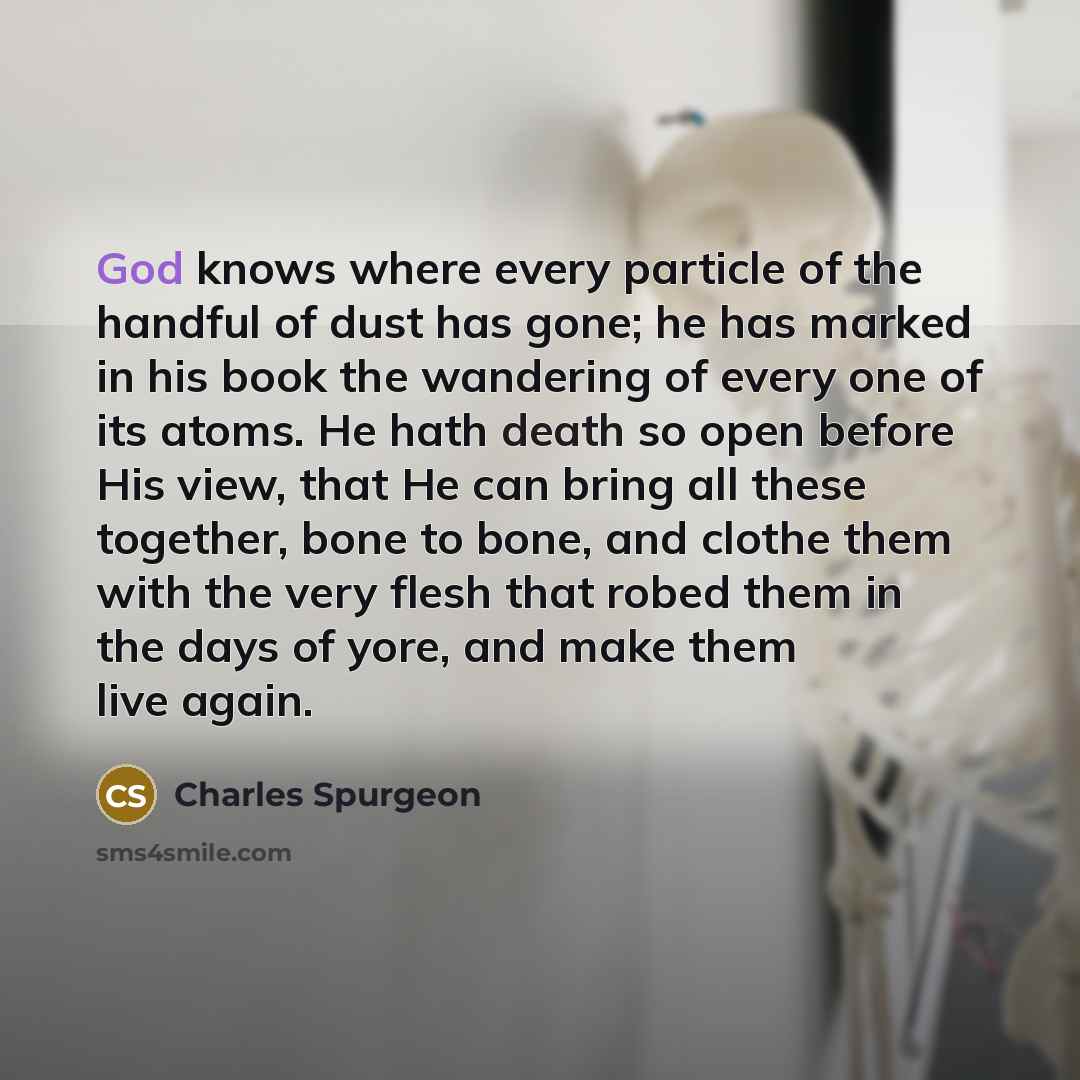 “God knows where every particle of the handful of dust…” quote by Charles Spurgeon