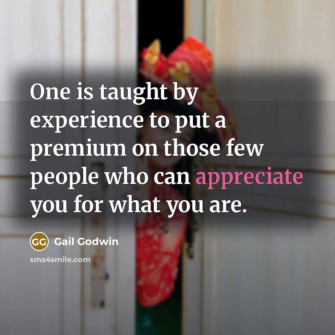 “One is taught by experience to put a premium on…” quote by Gail Godwin