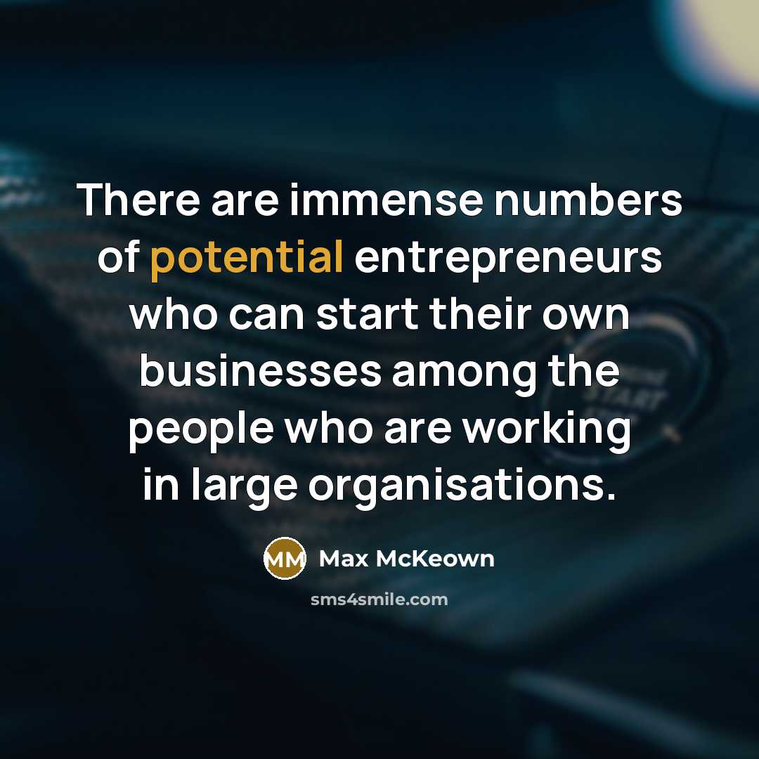 “There are immense numbers of potential entrepreneurs who can start…” quote by Max McKeown