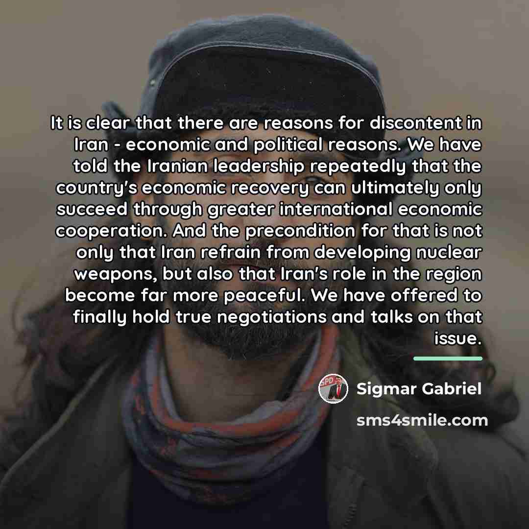 “It is clear that there are reasons for discontent in…” quote by Sigmar Gabriel