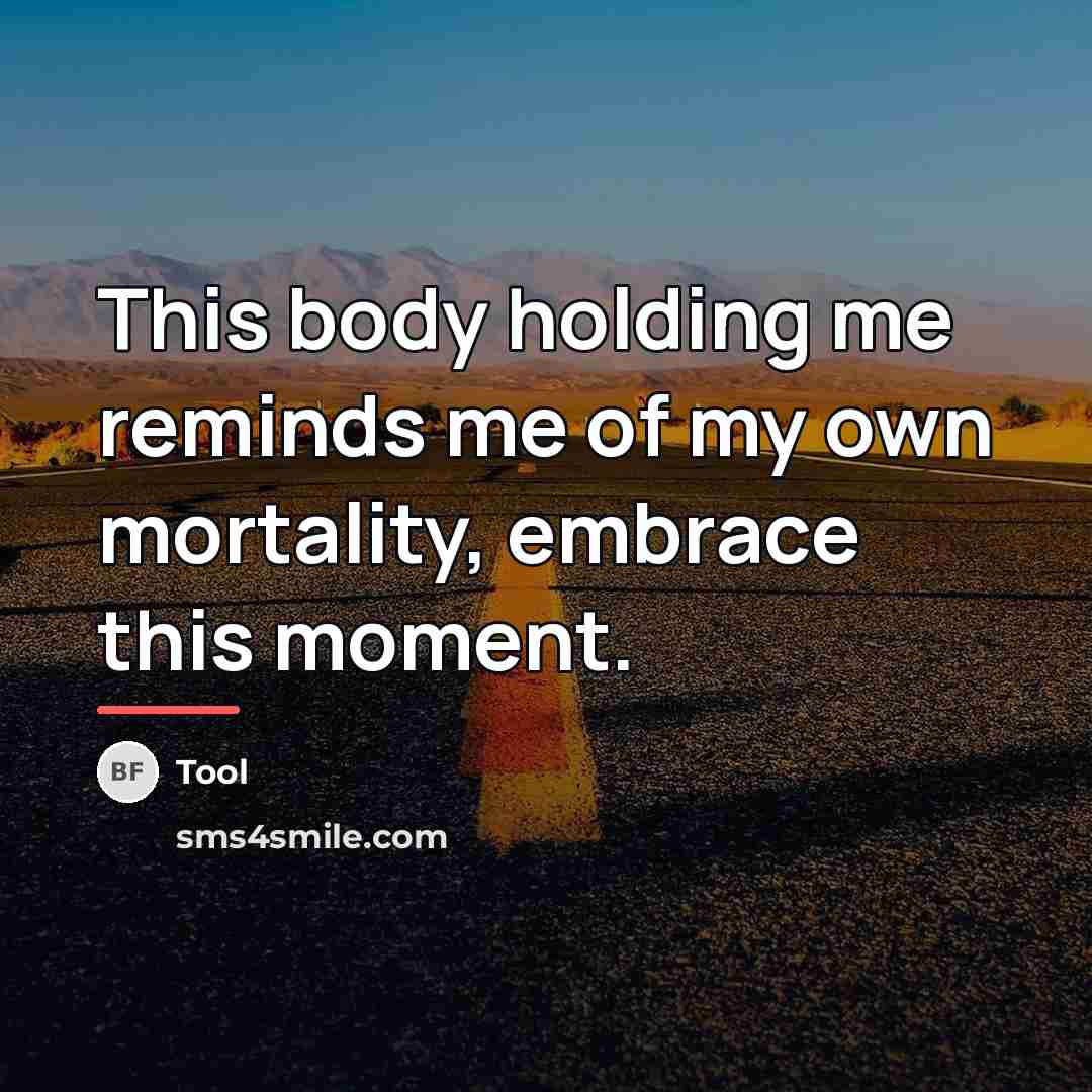 “This body holding me reminds me of my own mortality,…” quote by Tool