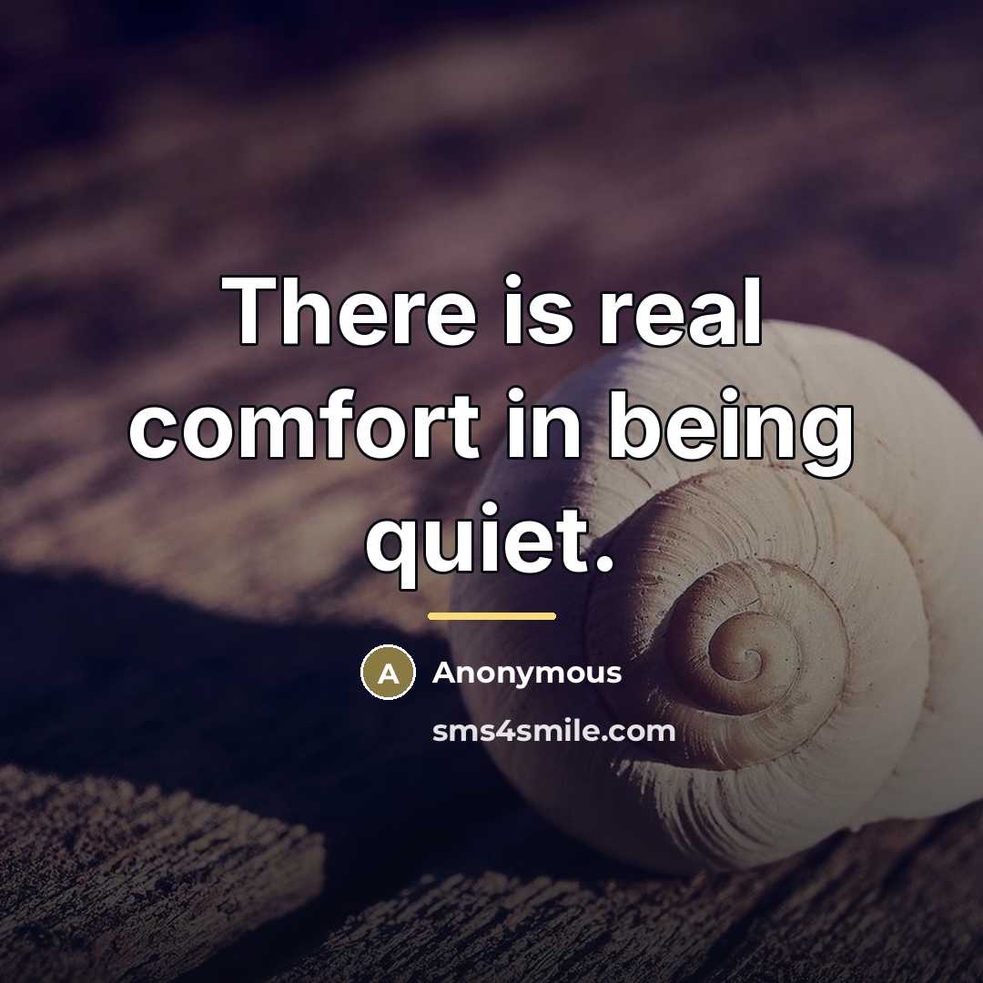 “There is real comfort in being quiet.…” quote by Anonymous