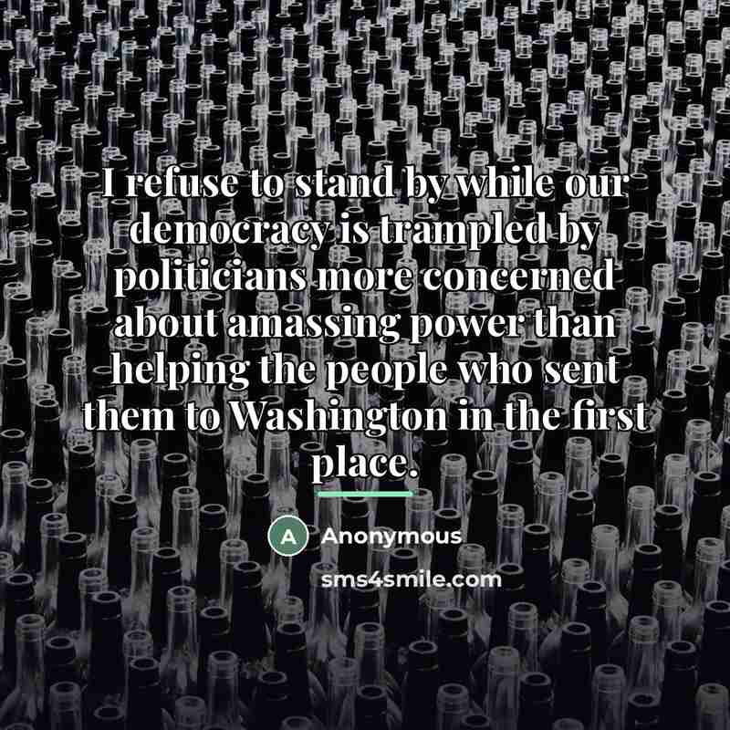 “I refuse to stand by while our democracy is trampled…” quote by Anonymous