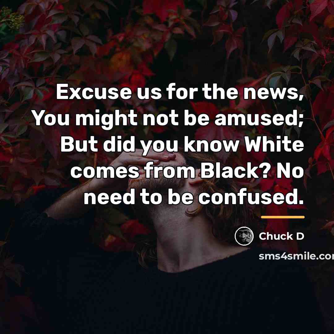 “Excuse us for the news, You might not be amused;…” quote by Chuck D