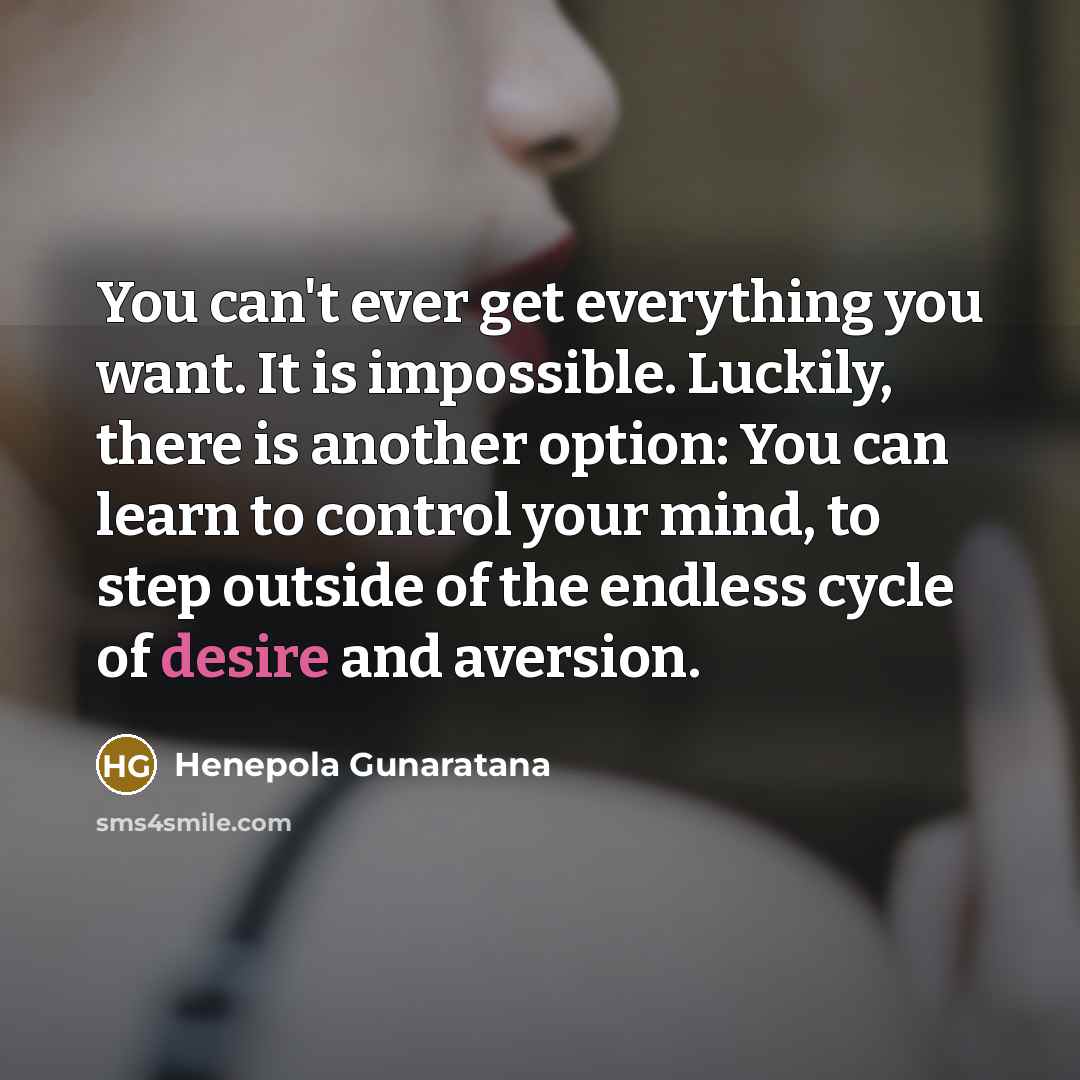 “You can't ever get everything you want. It is impossible.…” quote by Henepola Gunaratana